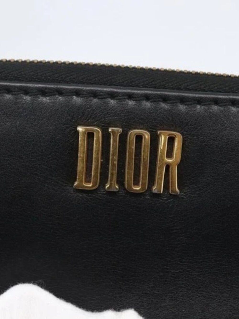 Christian Dior Round Long Wallet Leather Black Gold Auth am10801 - Picture 8 of 16